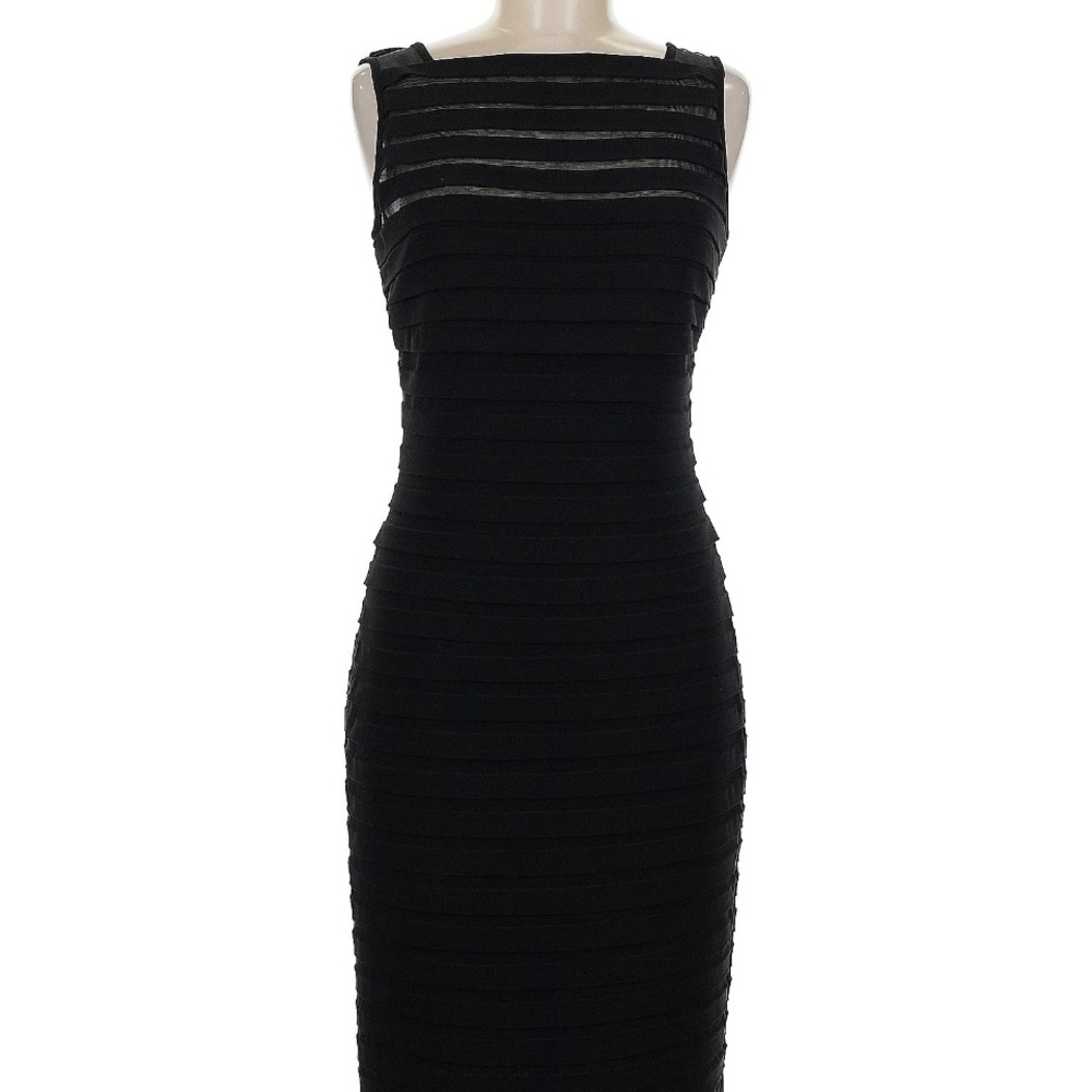Adrianna Papell Black Textured Midi Dress